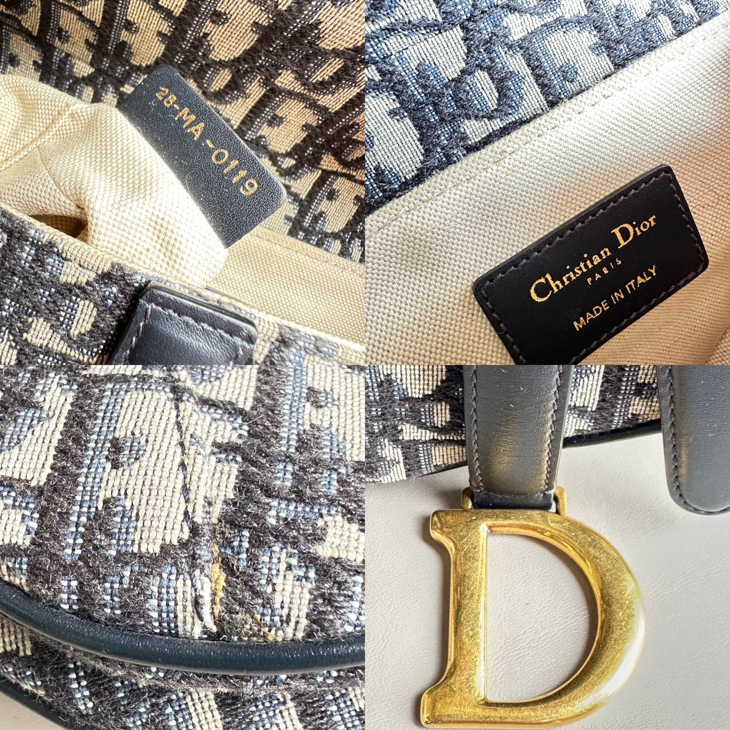 Christian Dior Saddle Handbag Oblique Canvas Mini Blue 20875