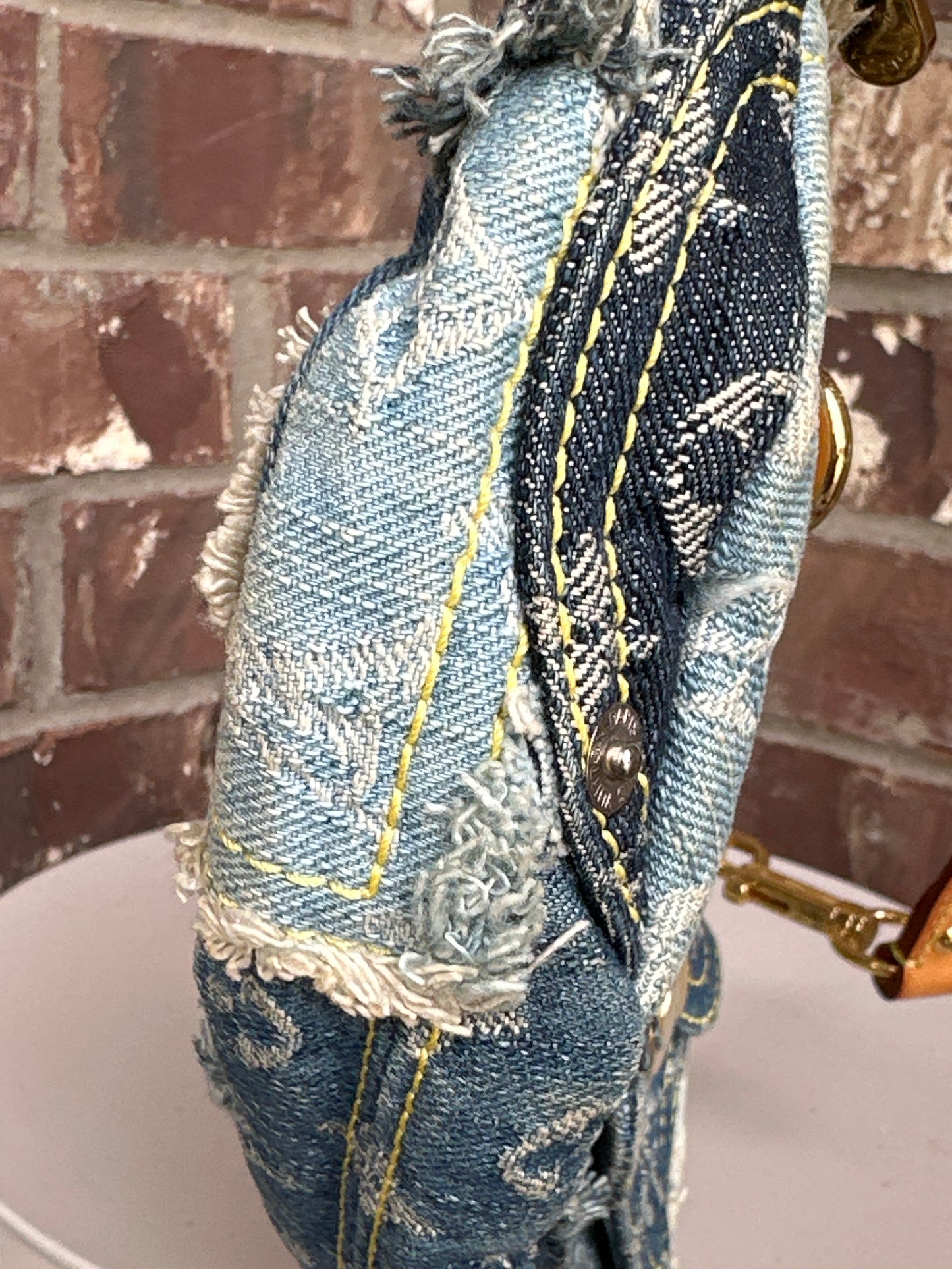 Louis Vuitton Patchwork Pouchy Handbag Denim 712347