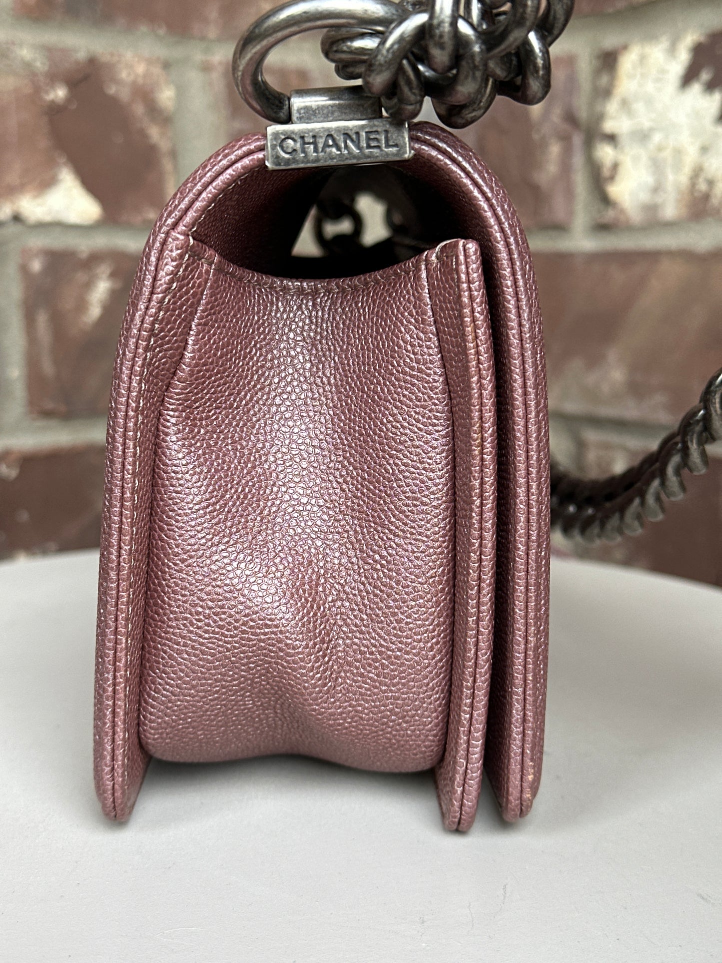 *Chanel Boy Flap Bag Chevron Caviar Small 90021