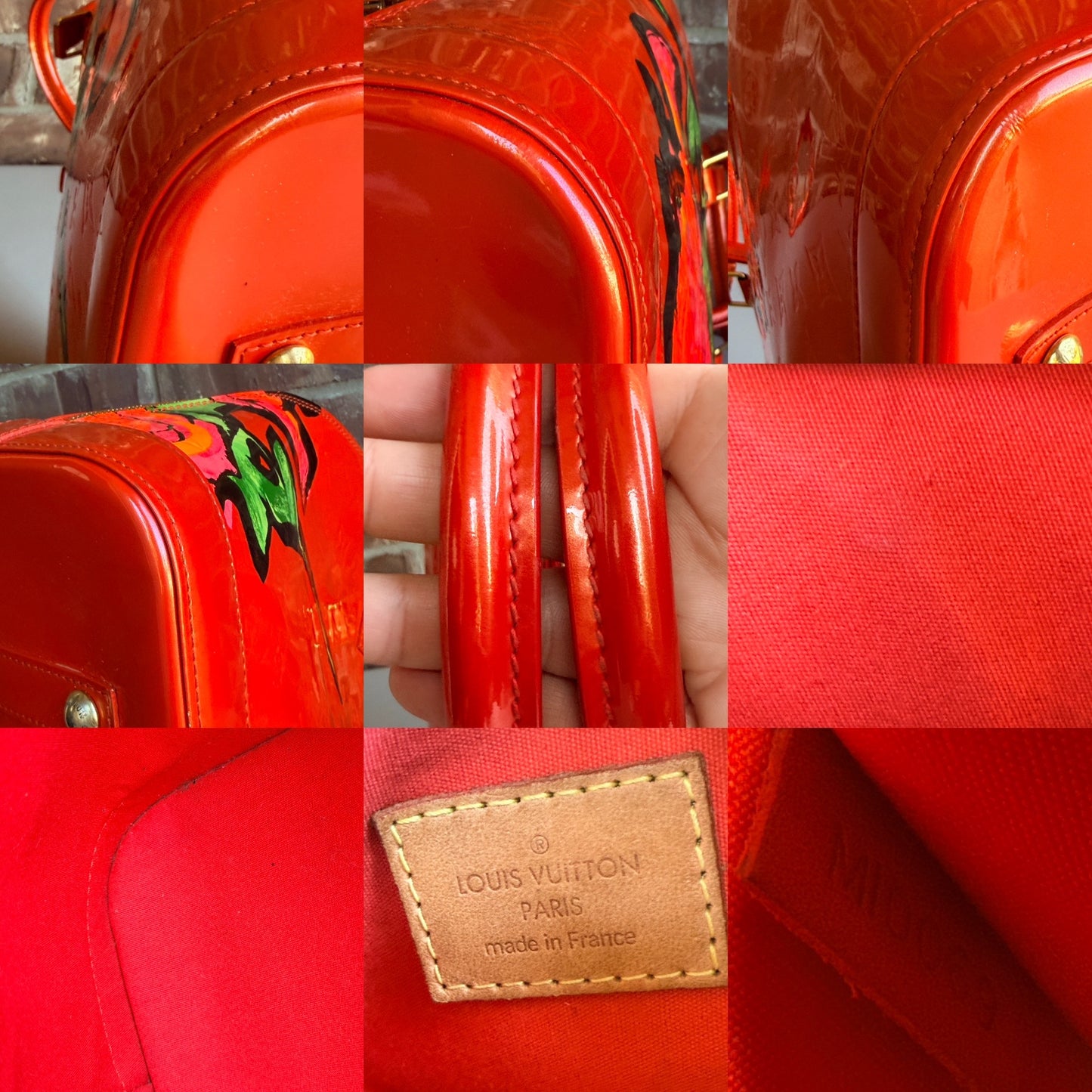 Louis Vuitton Alma Handbag Limited Edition Monogram Vernis Roses GM 83456