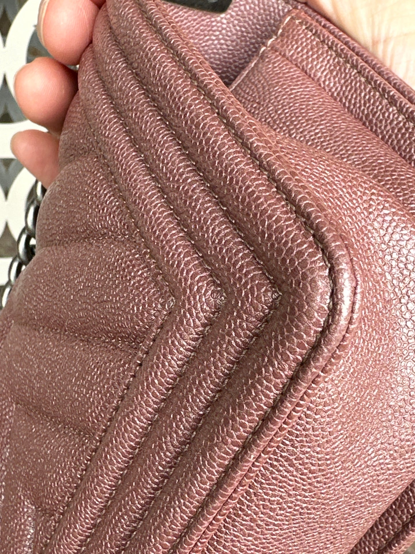 *Chanel Boy Flap Bag Chevron Caviar Small 90021