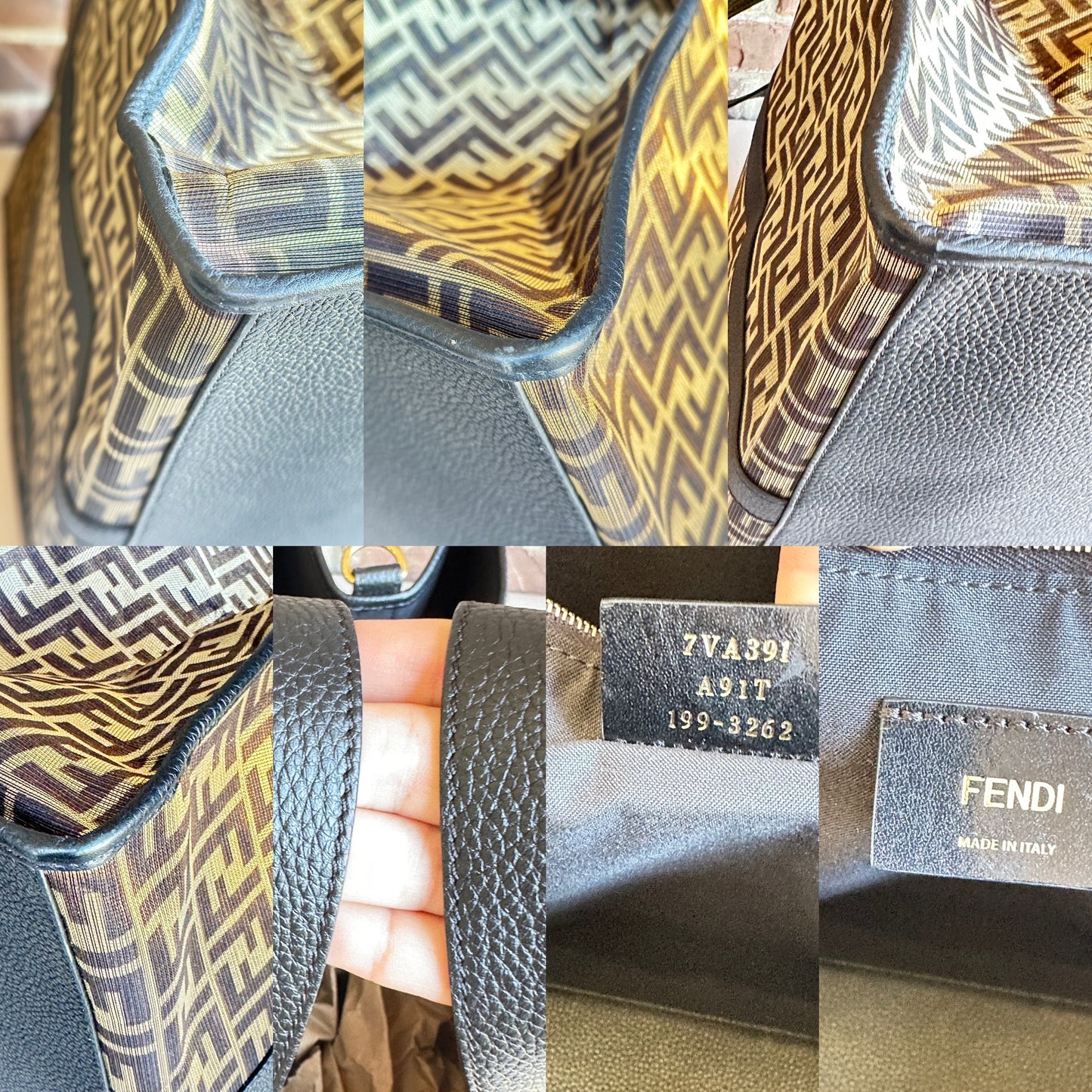 Fendi Karligraphy Tote Metallic Zucca Canvas Large 72635