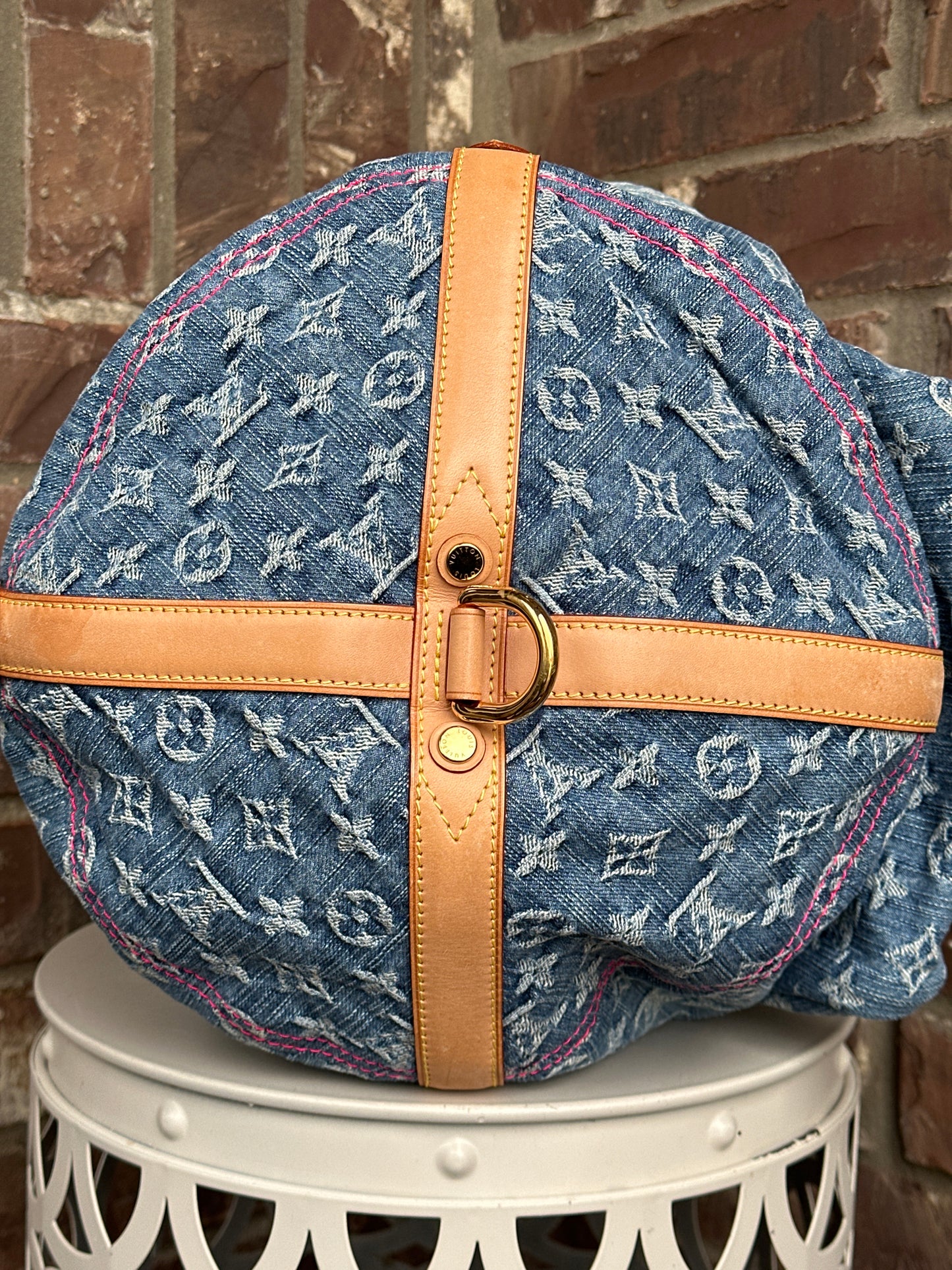 Louis Vuitton Sunburst Handbag Denim PM 89876