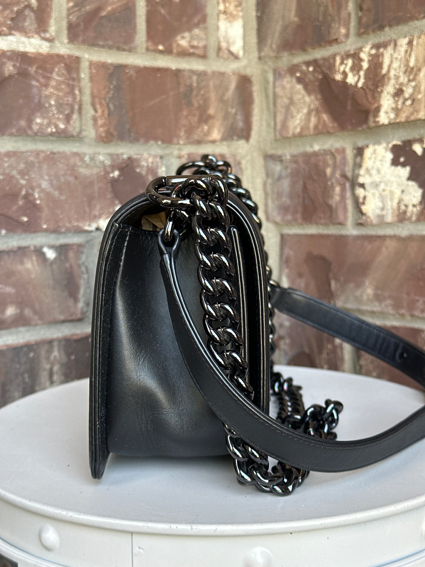 Chanel Boy Flap Bag Chevron Painted Calfskin Old Medium 712308366