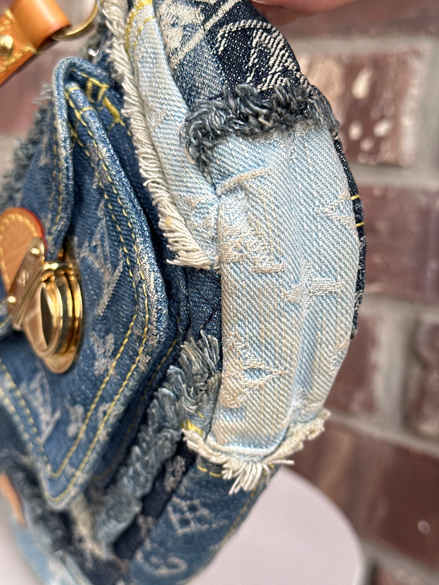 Louis Vuitton Patchwork Pouchy Handbag Denim 712347