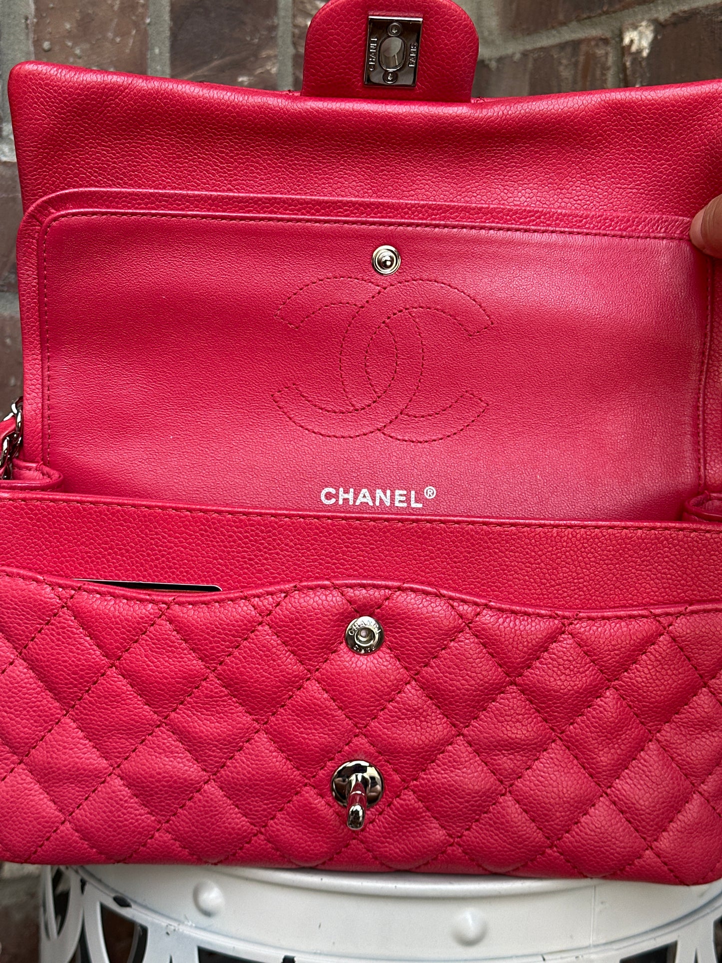 Chanel Classic Double Flap Bag Quilted Caviar Medium 800902