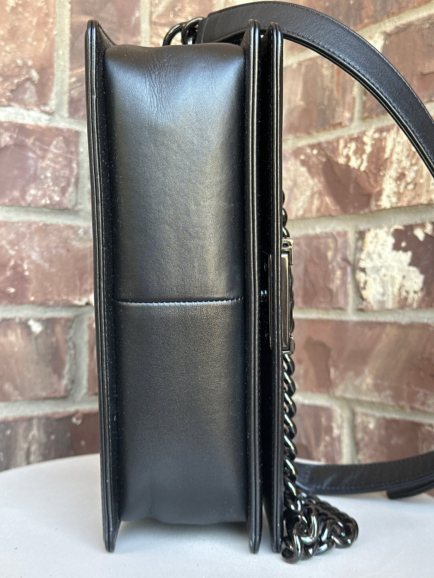 Chanel Boy Flap Bag Chevron Painted Calfskin Old Medium 712308366