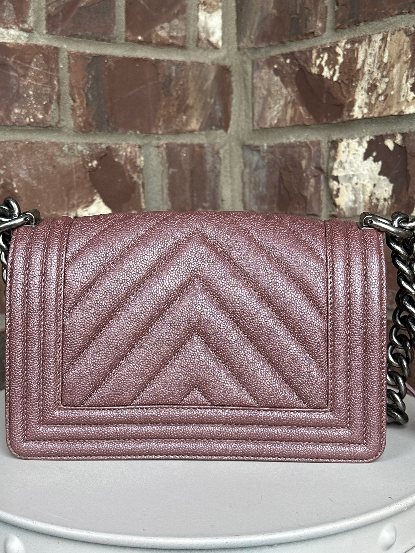 *Chanel Boy Flap Bag Chevron Caviar Small 90021