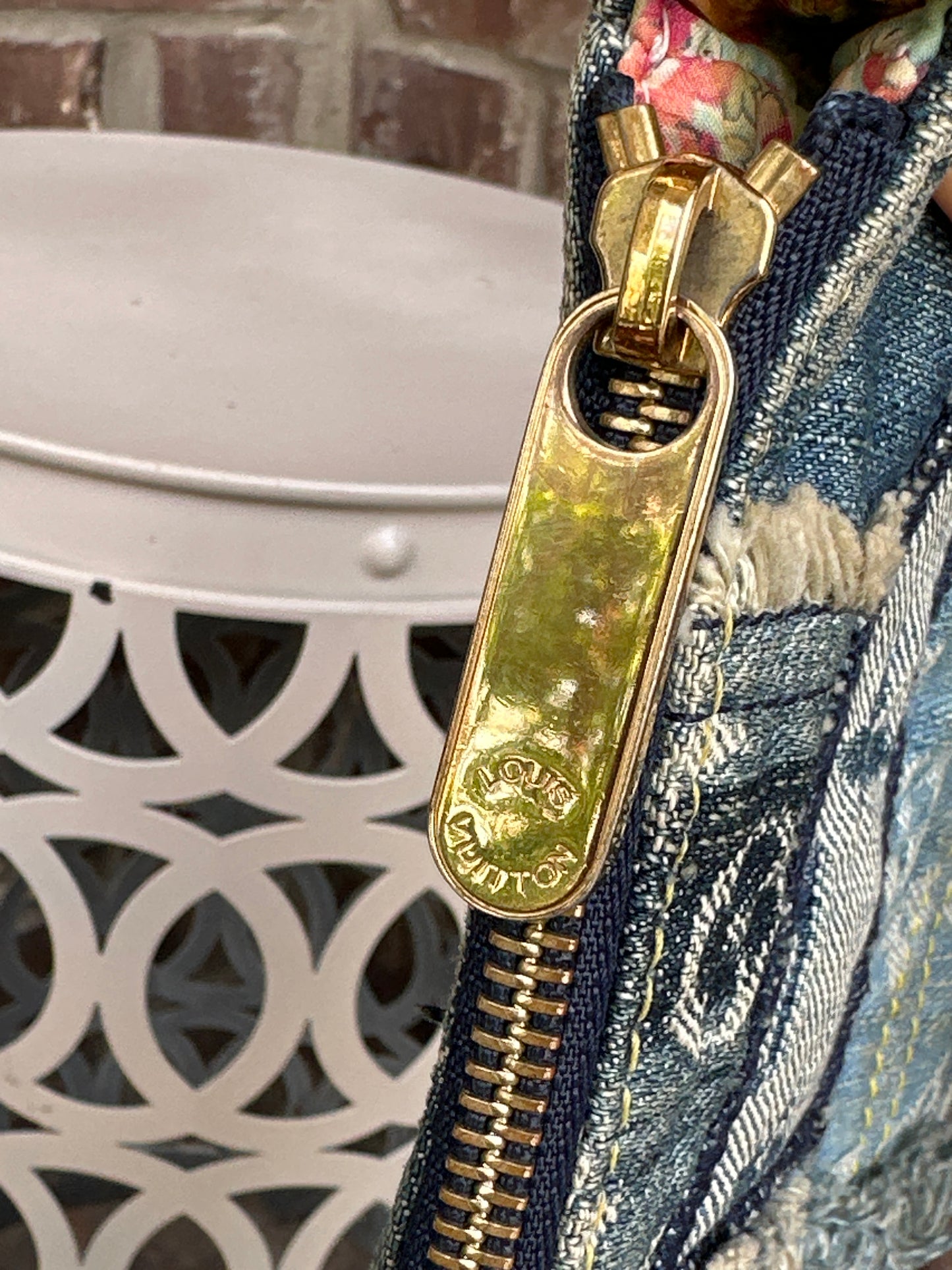 Louis Vuitton Patchwork Pouchy Handbag Denim 712347