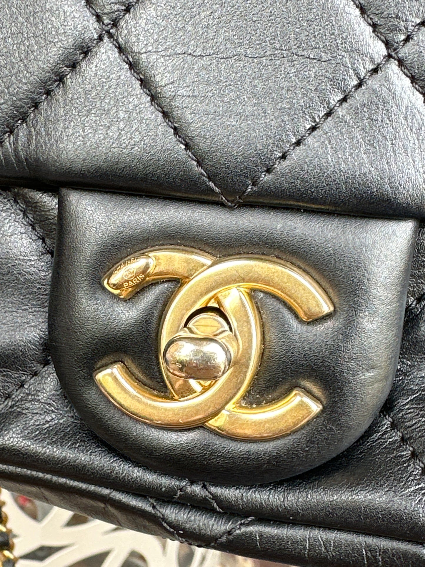 Chanel Crystal Pearls Chain Flap Bag Quilted Calfskin Small 32256