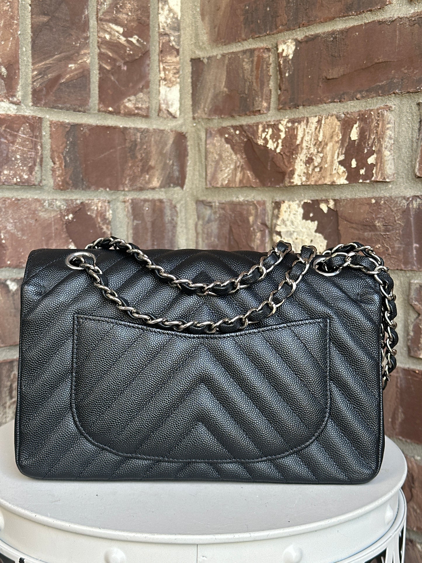Chanel Classic Double Flap Bag Chevron Caviar Small 33324