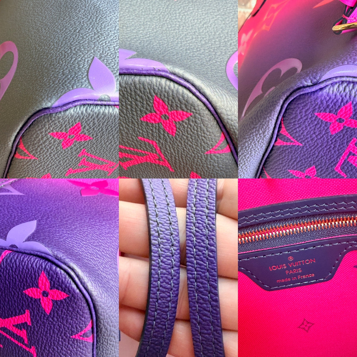 Louis Vuitton Neverfull Spring in the City Monogram Giant MM Midnight Fuchsia 90038