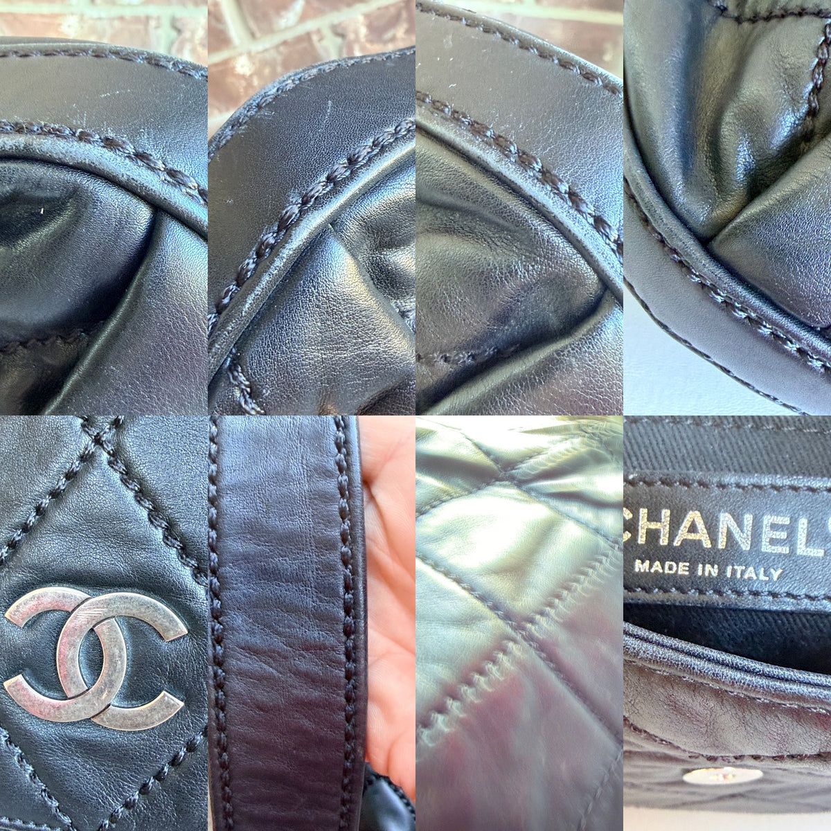 Chanel Wild Stitch Flap Shoulder Bag Quilted Lambskin Large Black 56823