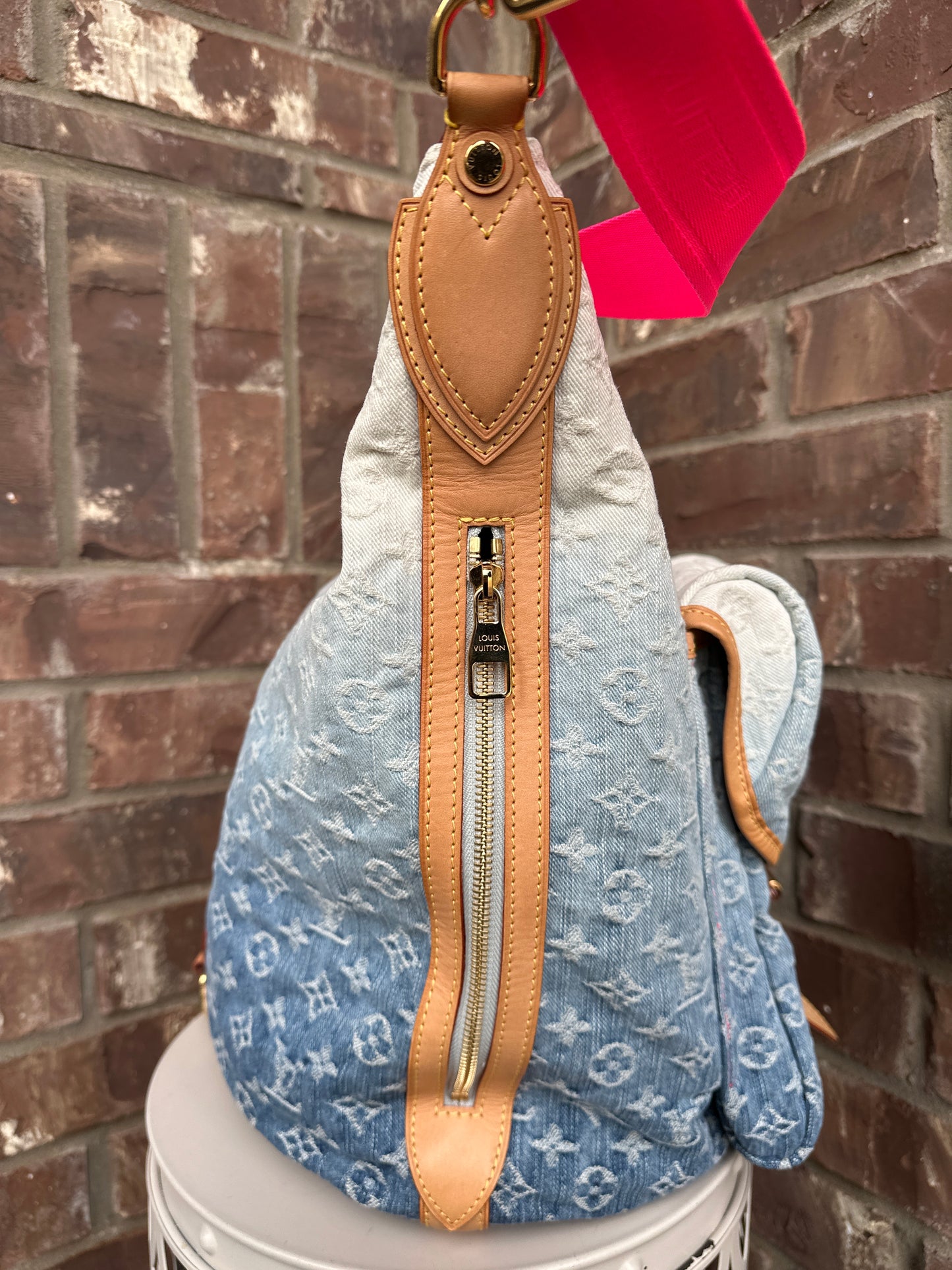 Louis Vuitton Sunburst Handbag Denim PM 89876