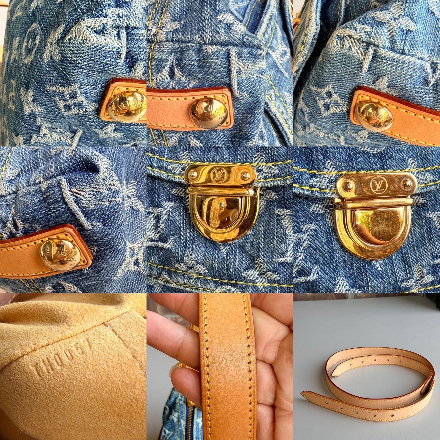 Louis Vuitton Baggy Handbag Denim PM Blue 52384