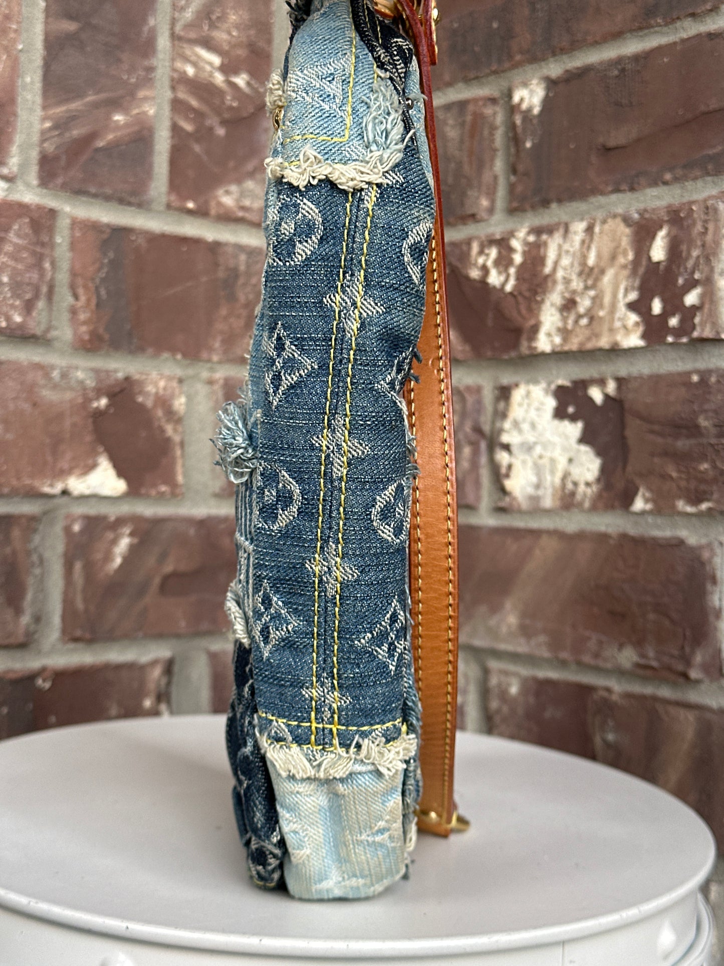 Louis Vuitton Patchwork Pouchy Handbag Denim 712347