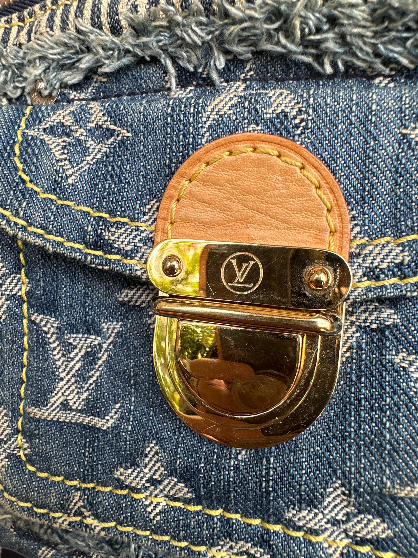 Louis Vuitton Patchwork Pouchy Handbag Denim 712347