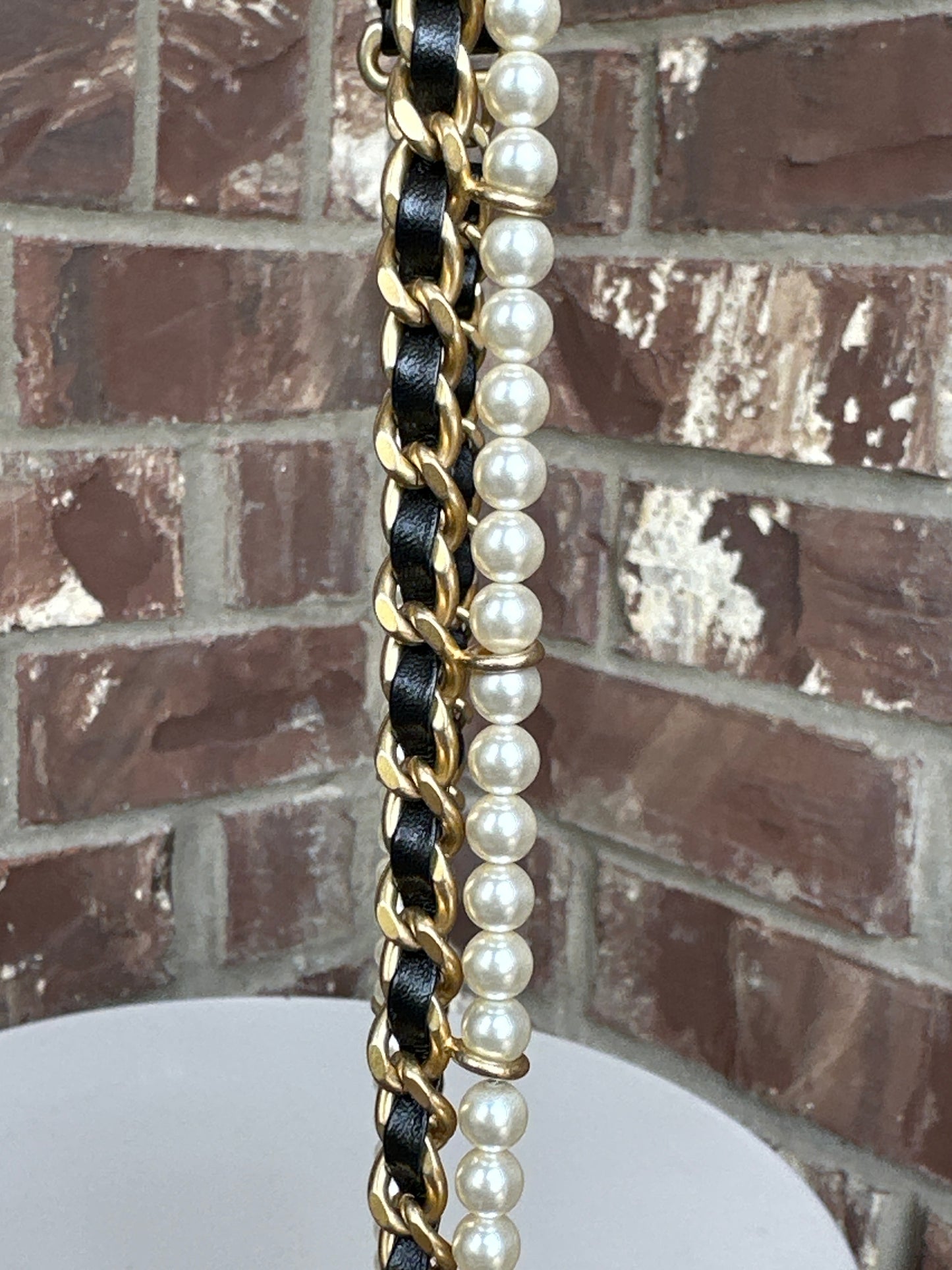 Chanel Crystal Pearls Chain Flap Bag Quilted Calfskin Small 32256
