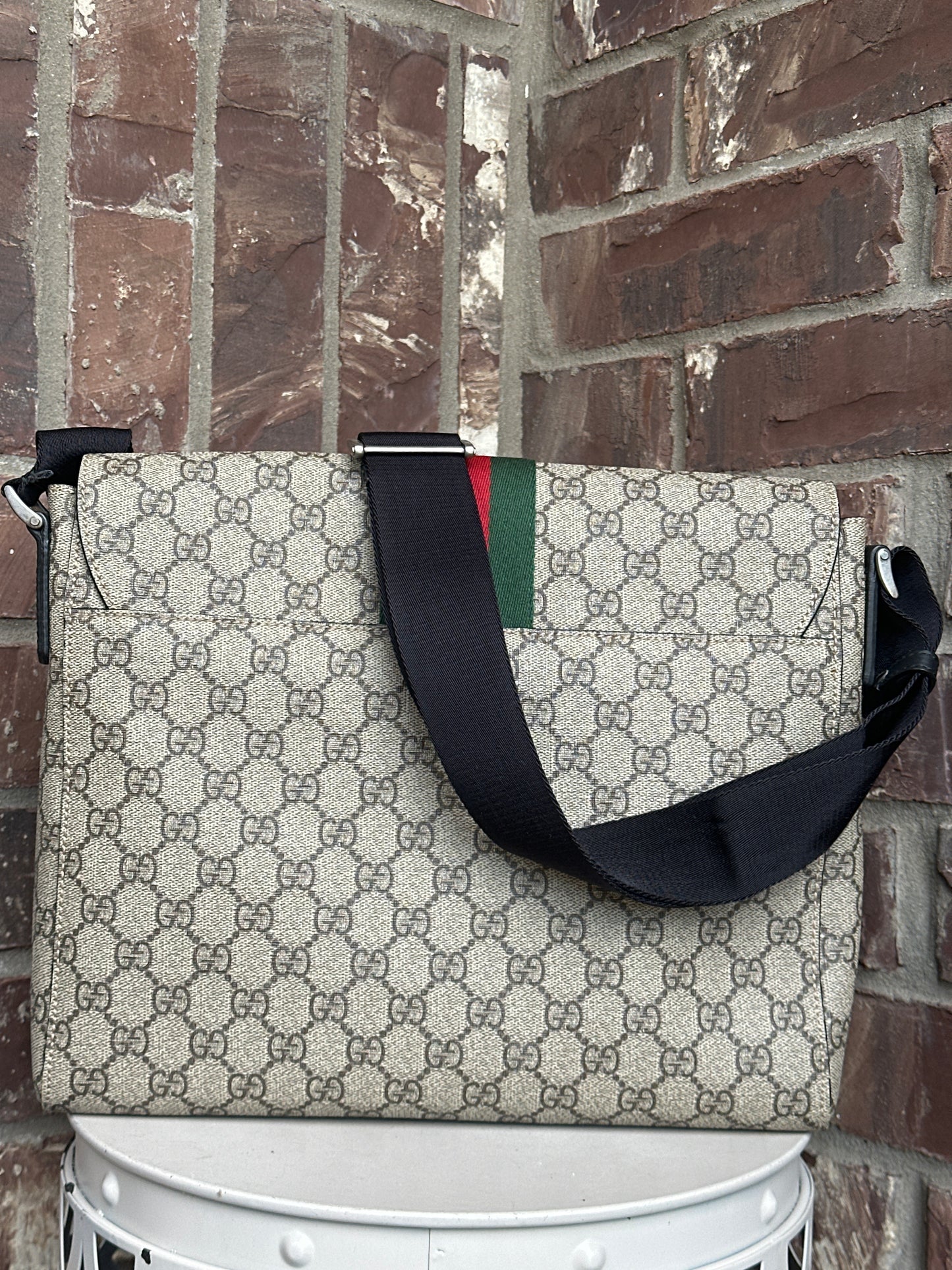 Gucci Web Flap Messenger Bag GG Coated Canvas Medium 23909