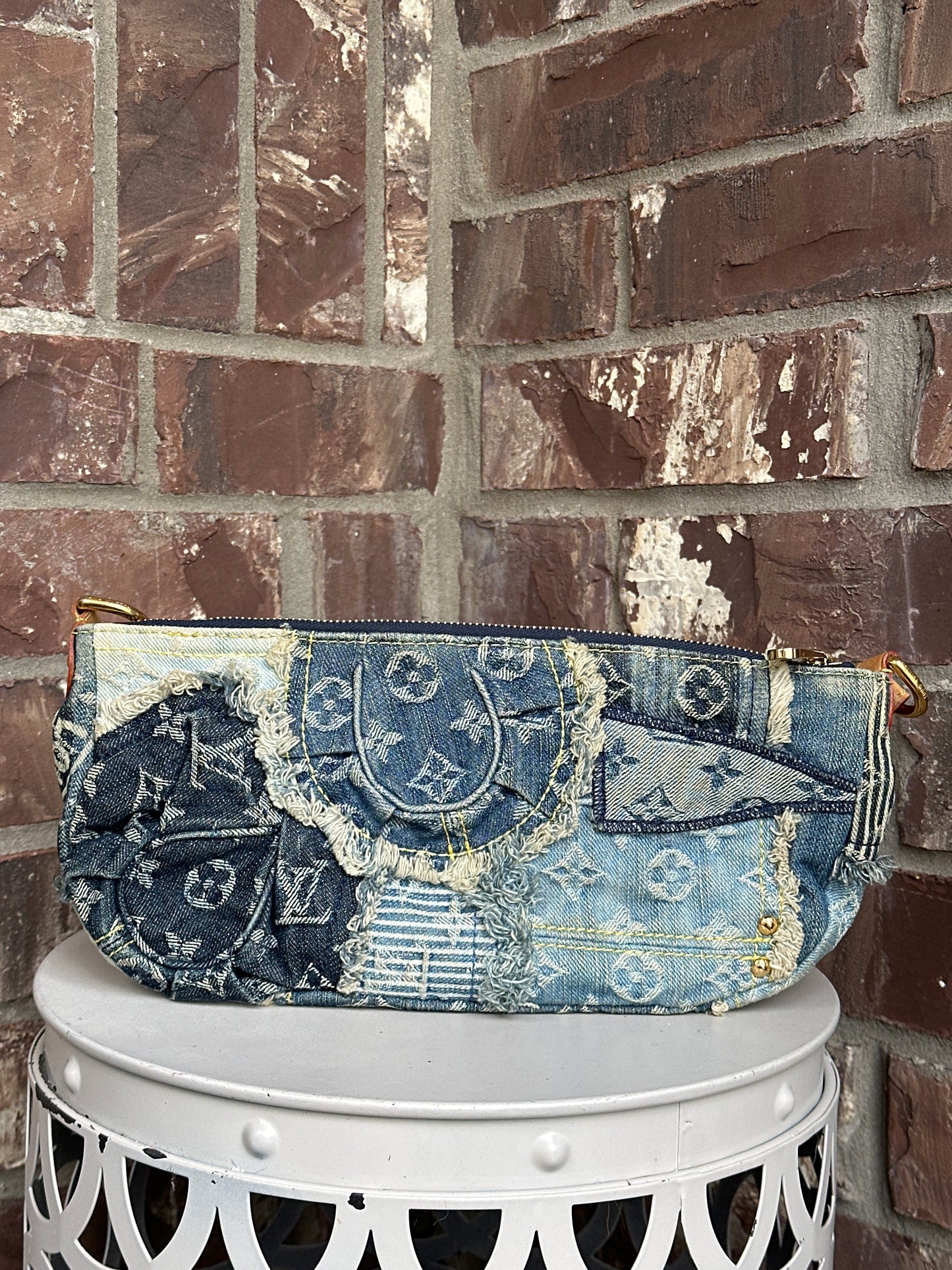 Louis Vuitton Patchwork Pouchy Handbag Denim 712347
