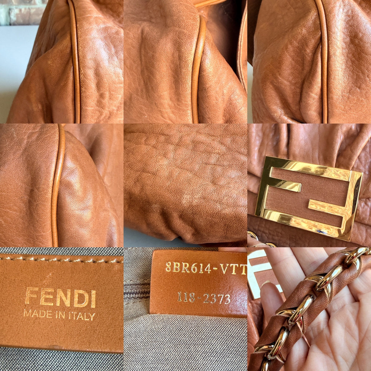 Fendi Mia Flap Bag Leather Brown 65762