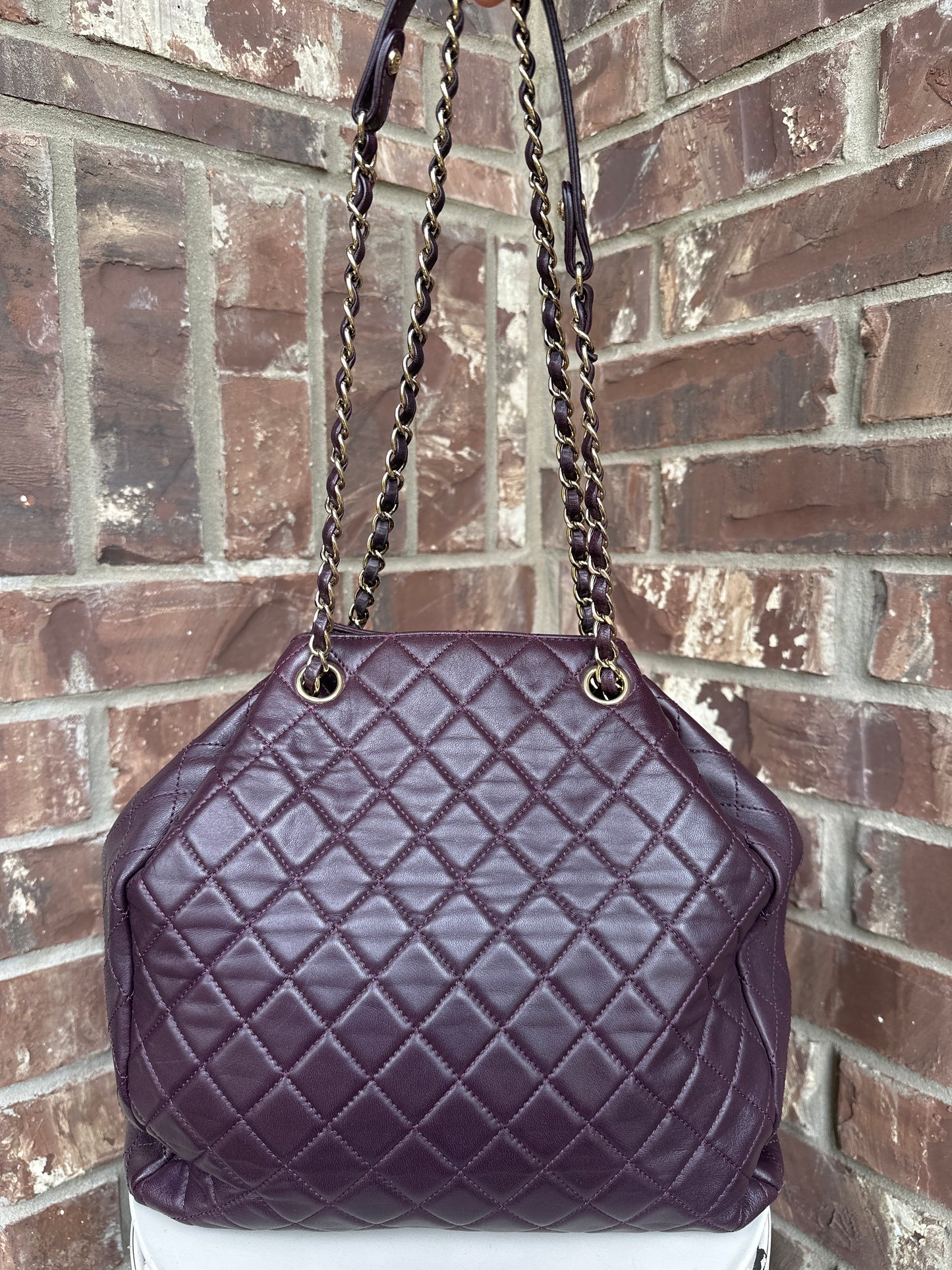 Chanel Drawstring CC Lock Medium Bucket Bag Quilted Lambskin 79898