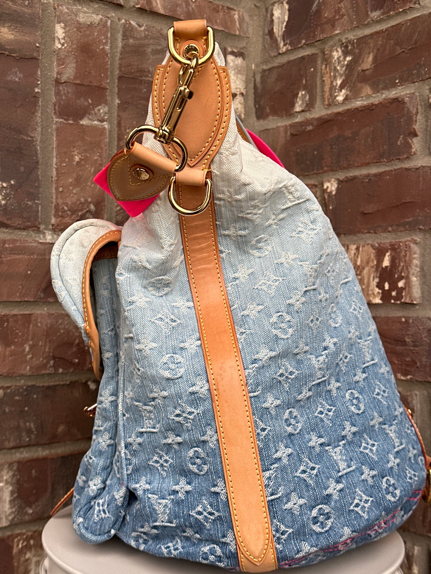 Louis Vuitton Sunburst Handbag Denim PM 89876