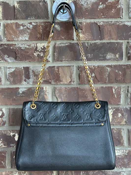 Louis Vuitton Saint Germain Handbag Monogram Empreinte Leather MM Black 14276