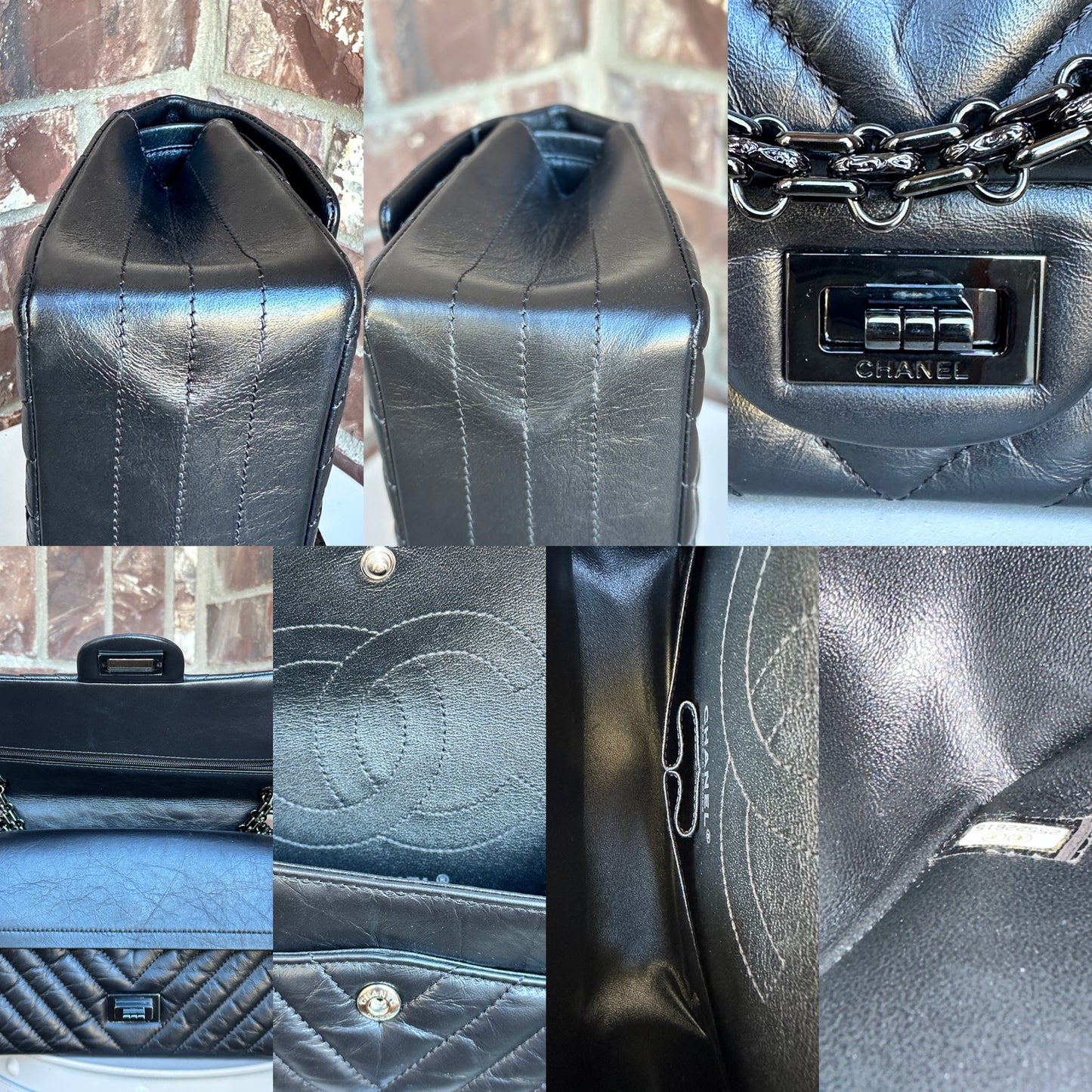 Chanel So Black Reissue 2.55 Chevron Aged Calfskin 225 49586