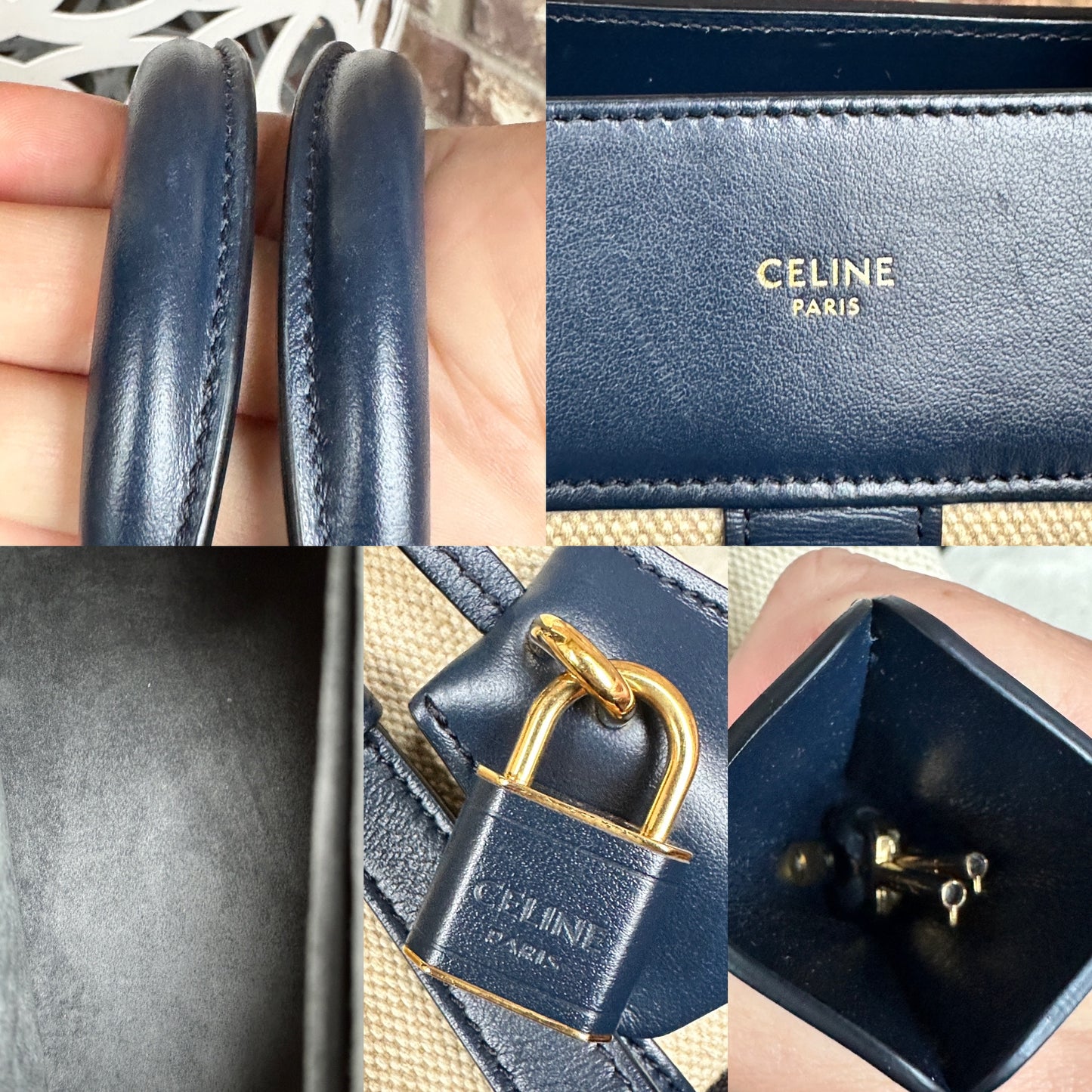 Celine Cabas de France Tote Canvas with Leather Small 43681