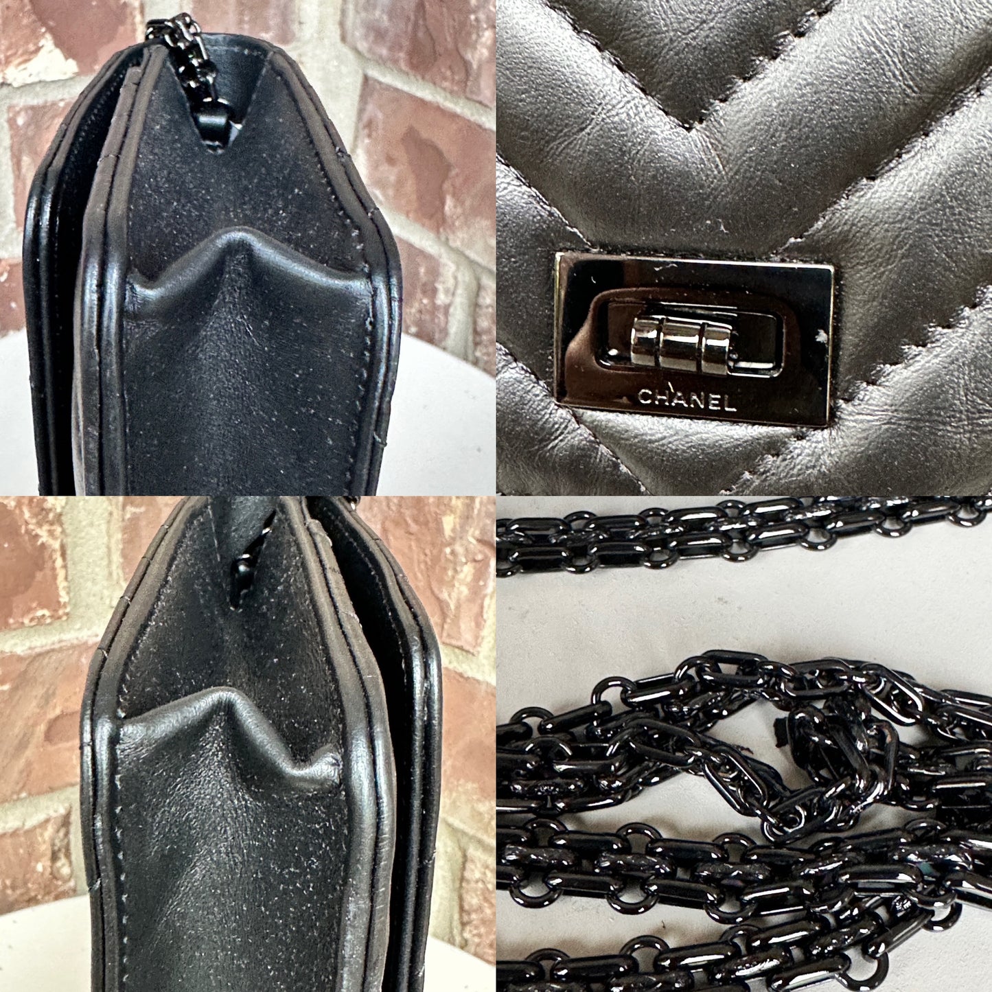 Chanel So Black Reissue 2.55 Wallet on Chain Chevron Sheepskin 45903