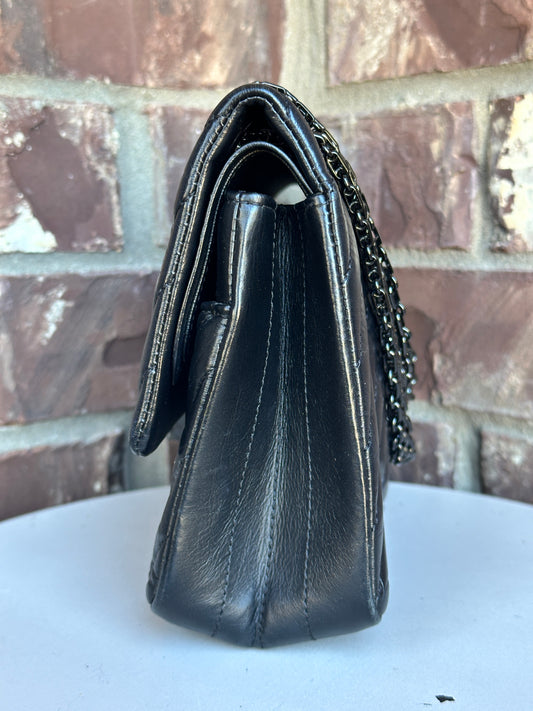 Chanel So Black Reissue 2.55 Flap Bag Chevron Aged Calfskin 225 57985
