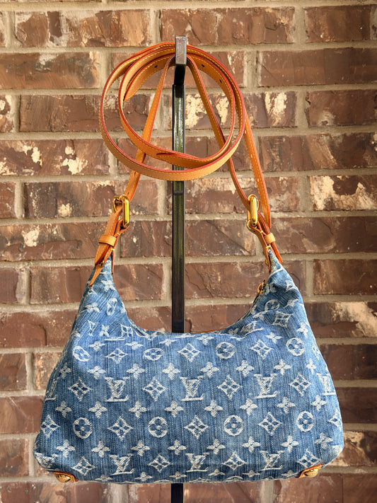 Louis Vuitton Baggy Handbag Denim PM Blue 52384