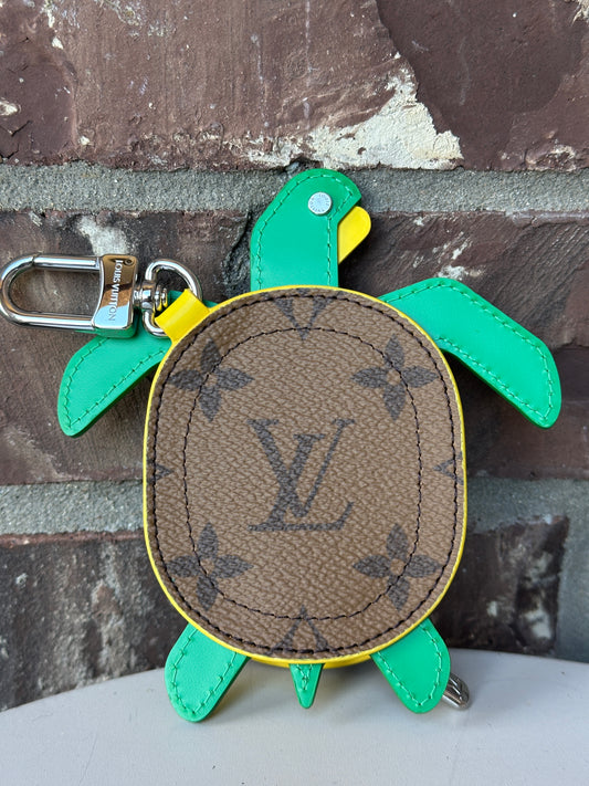 Louis Vuitton Turtle Pouch Bag Charm Monogram Canvas with Leather Brown 32216