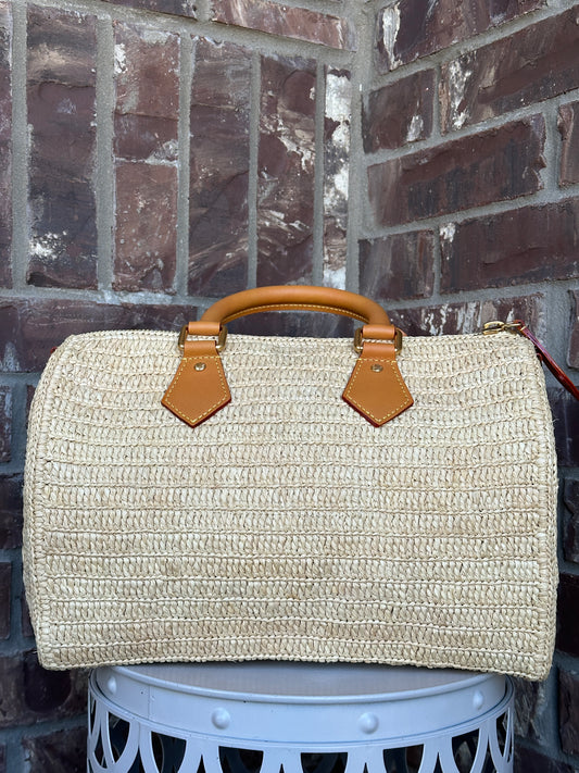 Louis Vuitton Speedy Bandouliere Bag Raffia 30 Cream 51189