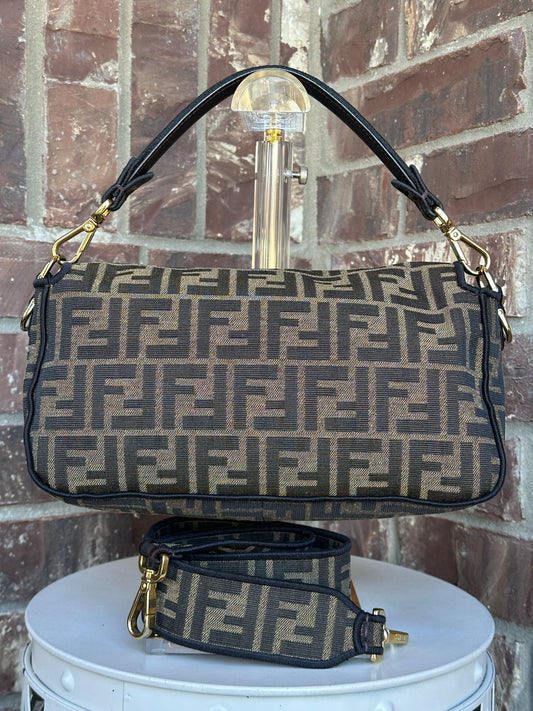 Fendi Baguette Bag Zucca Canvas Medium Brown 87904