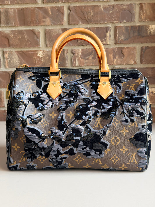 Louis Vuitton Speedy Handbag Fleur De Jais Monogram Canvas 30 Brown 50085