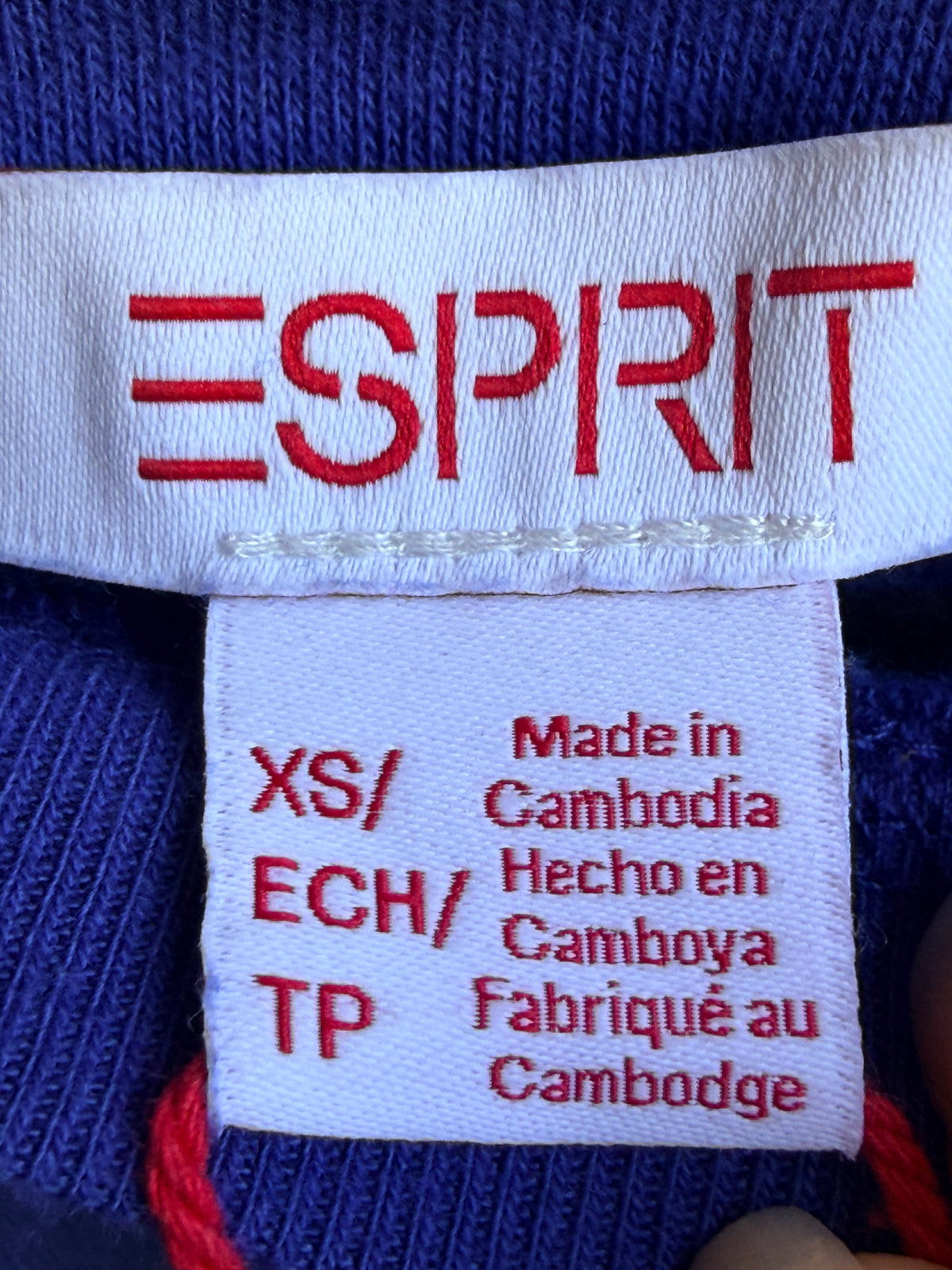 NWT Esprit Women's Logo Fleece Crewneck Sweatshirt Blue XS Embroidered