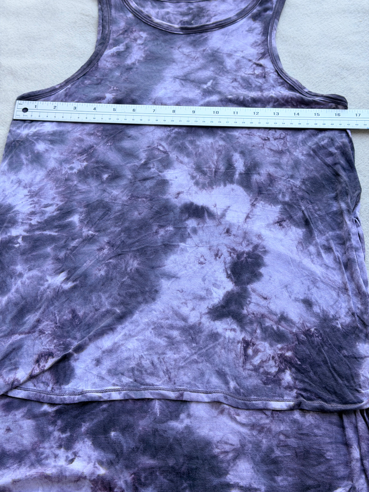 Lululemon Long For Length Tank Diamond Dye Glacier Grey Moonwalk Purple