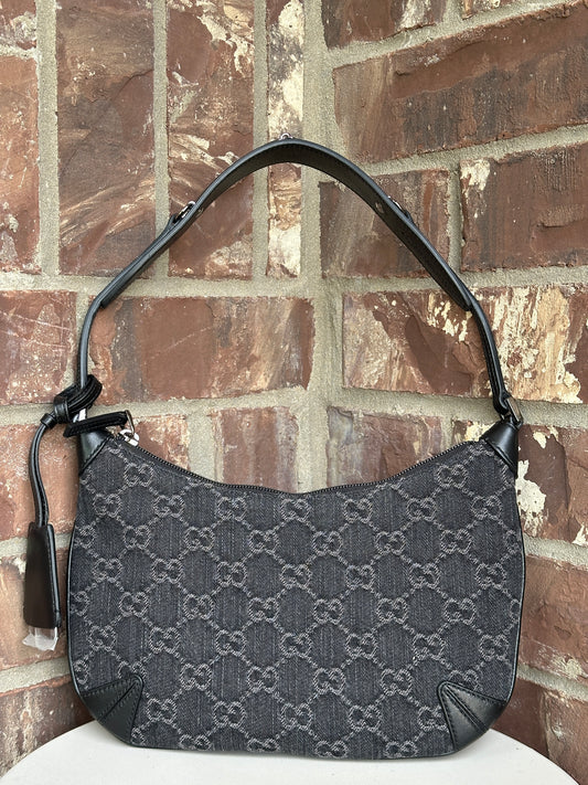 Gucci Horsebit Slim Shoulder Bag GG Denim with Leather Small 21763