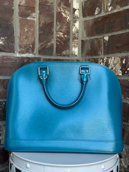 Louis Vuitton Alma Handbag Epi Leather PM Greenish/Blue64723