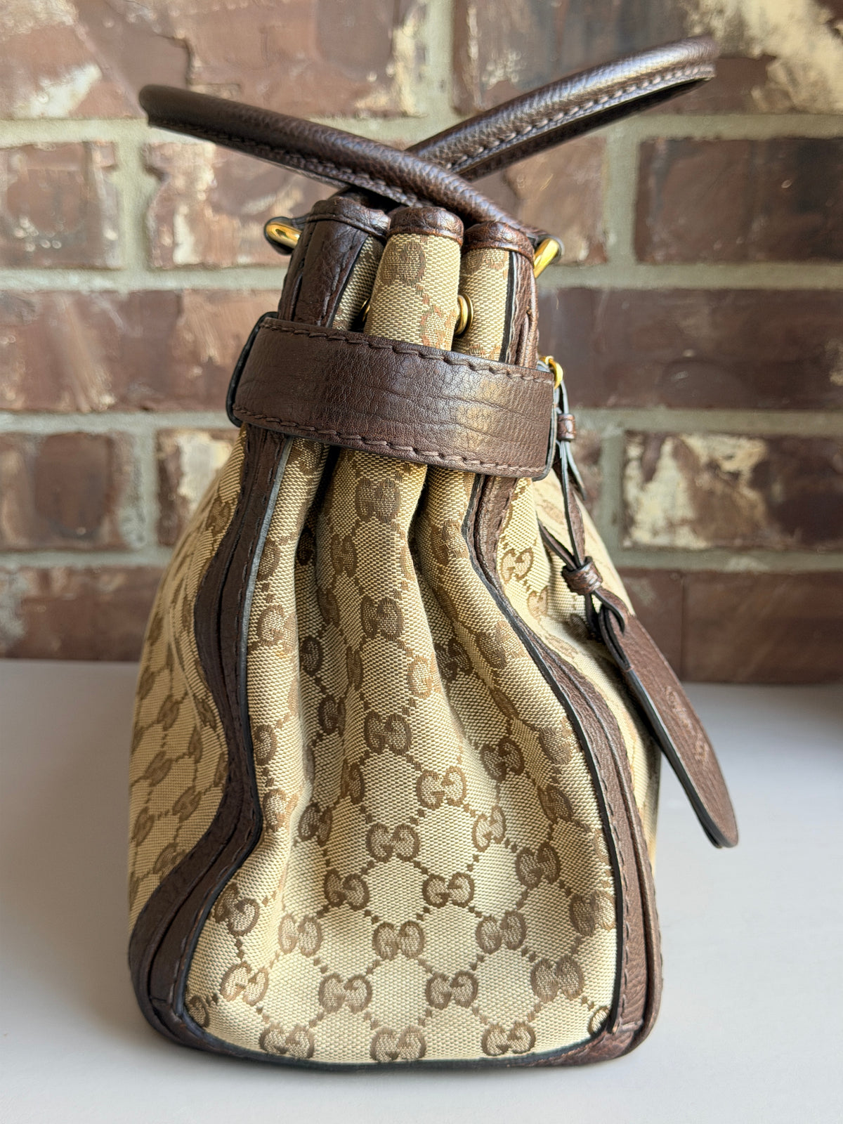 Gucci GG Running Tote GG Canvas with Leather Medium Brown 43732
