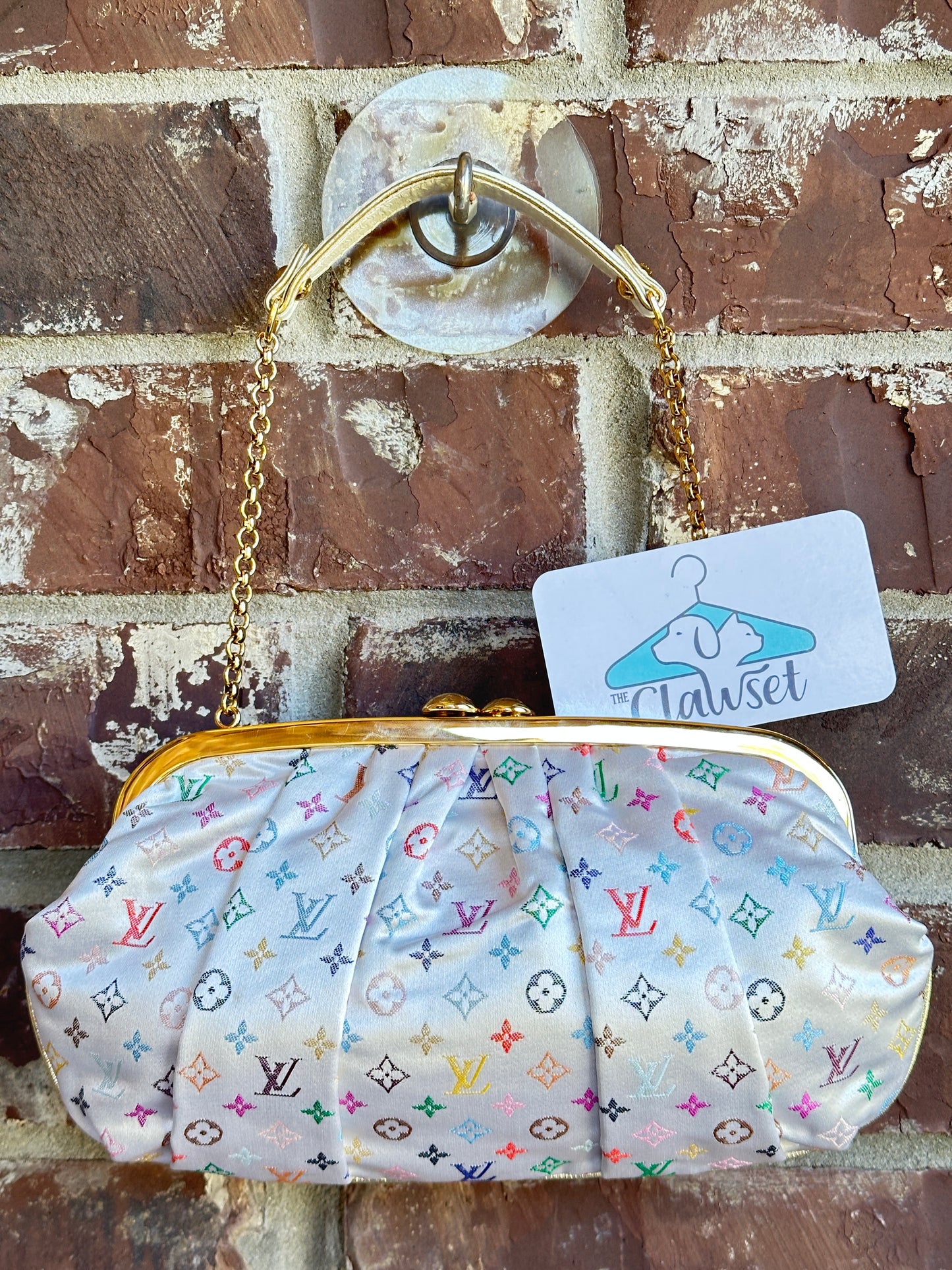 Louis Vuitton Aumoniere Satin Evening Bag Monogram White Multicolor 82723