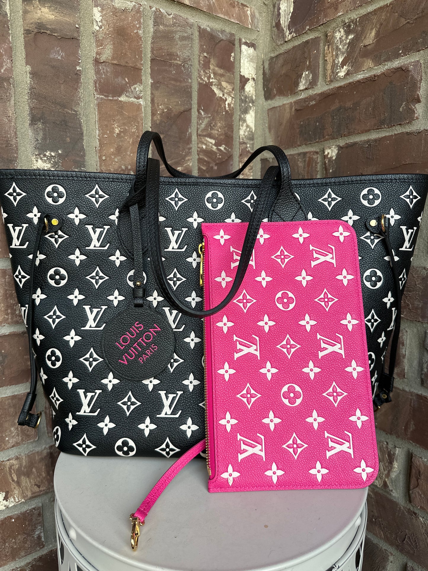 Louis Vuitton Empreinte Spring In The City Neverfull MM Black White Pink