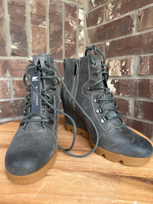 Sorel Joan Up Town Lace Waterproof Boots Quarry Size 10.5