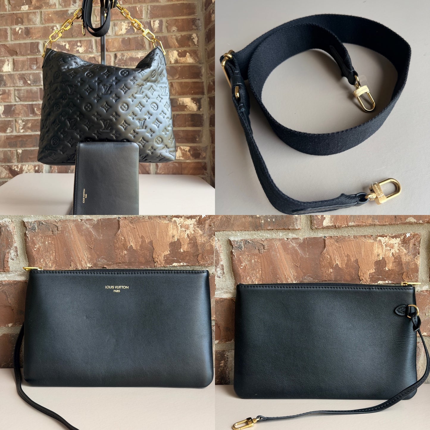 Louis Vuitton Coussin Hobo Monogram Embossed Lambskin MM Black 28169