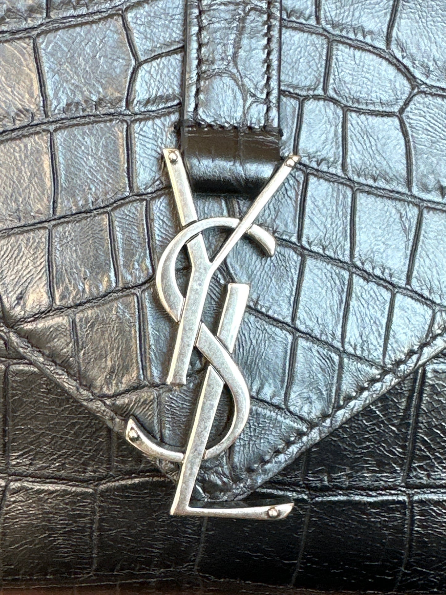 Saint Laurent Classic Monogram College Bag Crocodile Embossed Leather Medium 54234