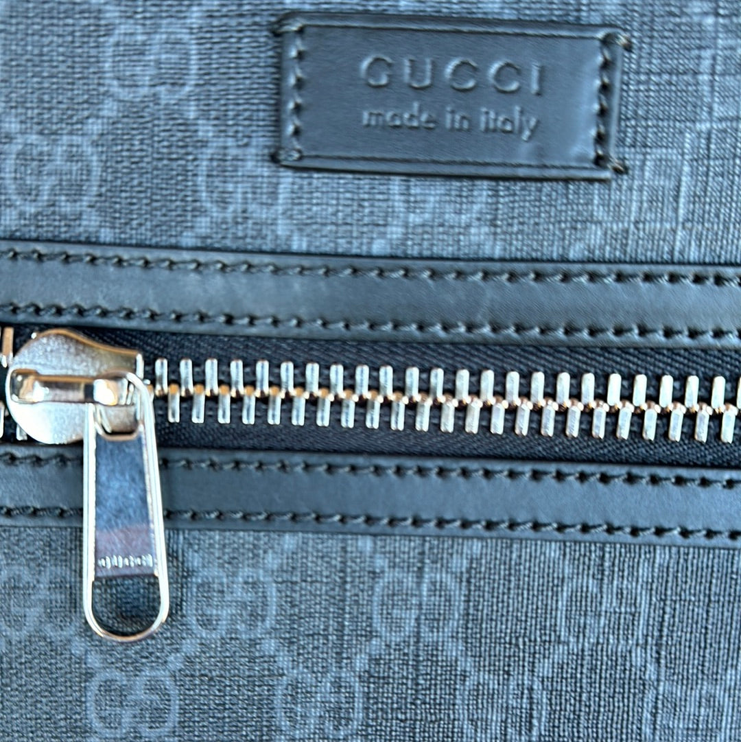 Gucci Web Strap Front Zip Messenger Bag GG Coated Canvas Small