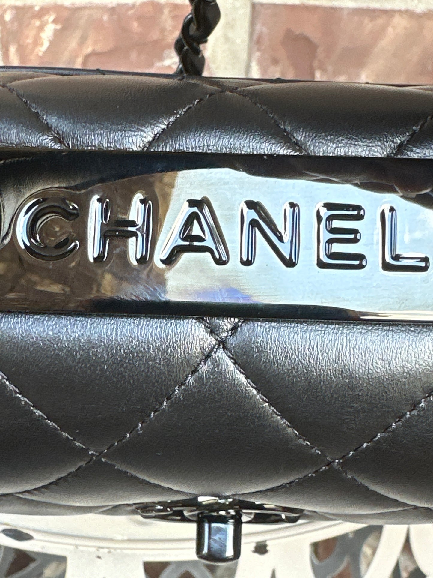 Chanel So Black Trendy CC Top Handle Mini Quilted Lambskin 90004
