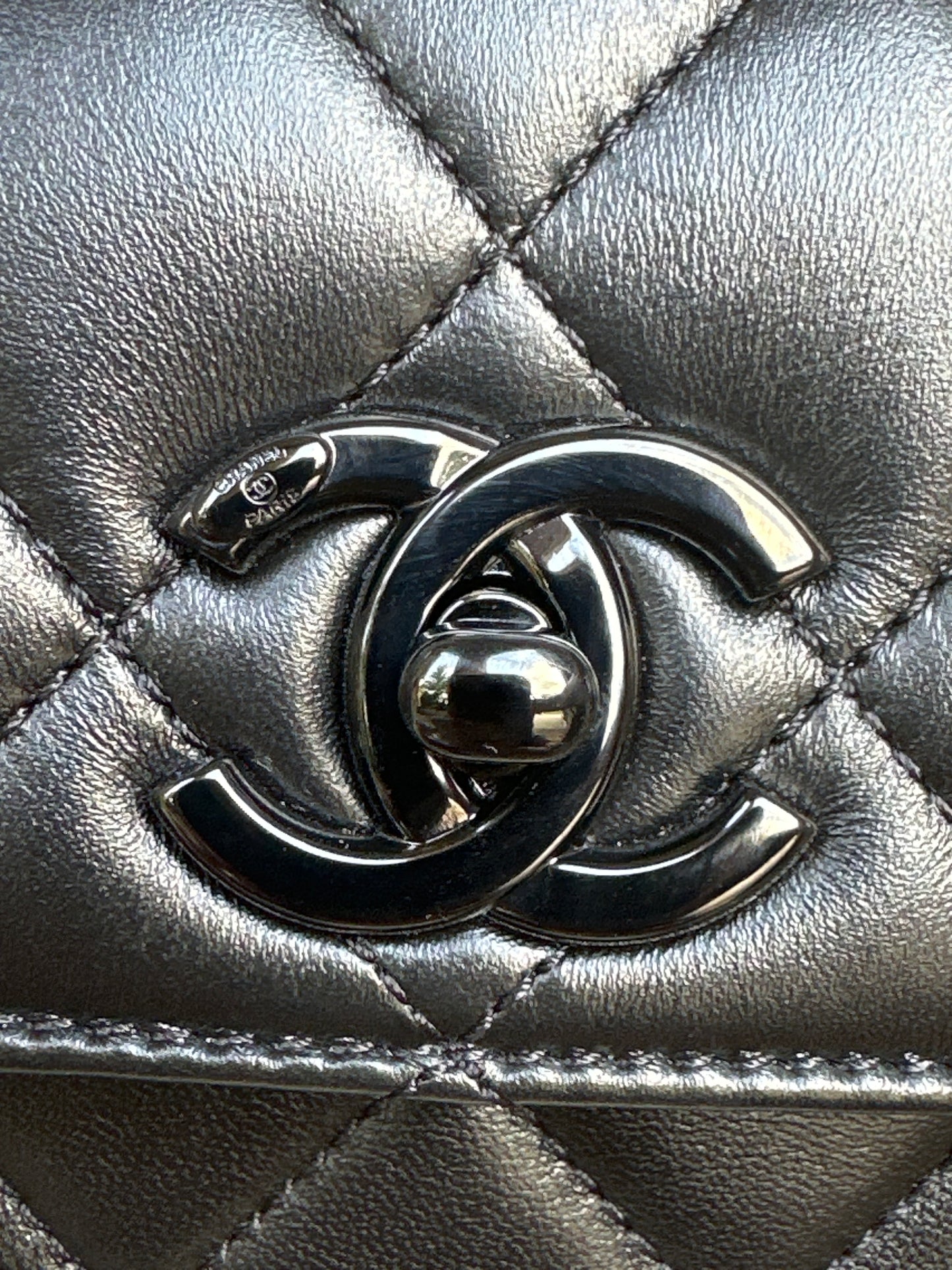 Chanel So Black Trendy CC Top Handle Mini Quilted Lambskin 90004